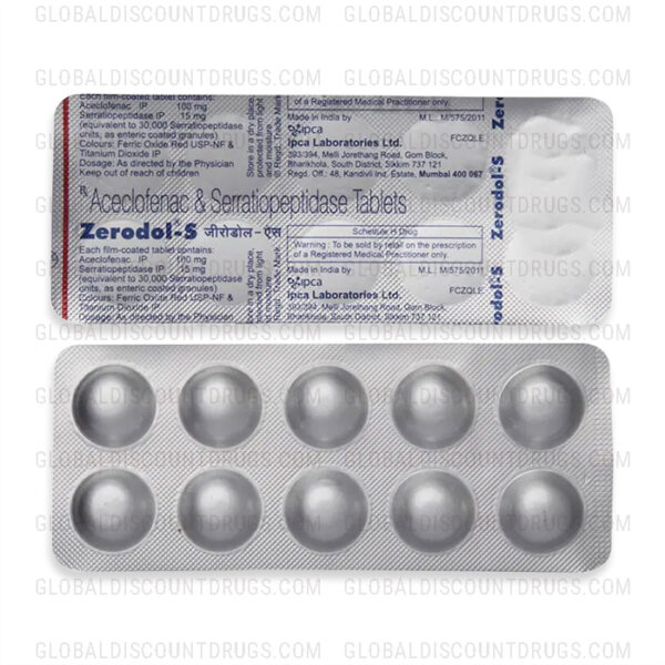Buy Aceclofenac-Serratiopeptidase-100mg-15mg-strip online