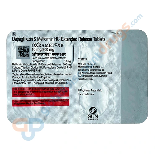 Dapagliflozin-Metformin-10mg-1000mg-Oxramet-XR-10mg1000mg-Tablet