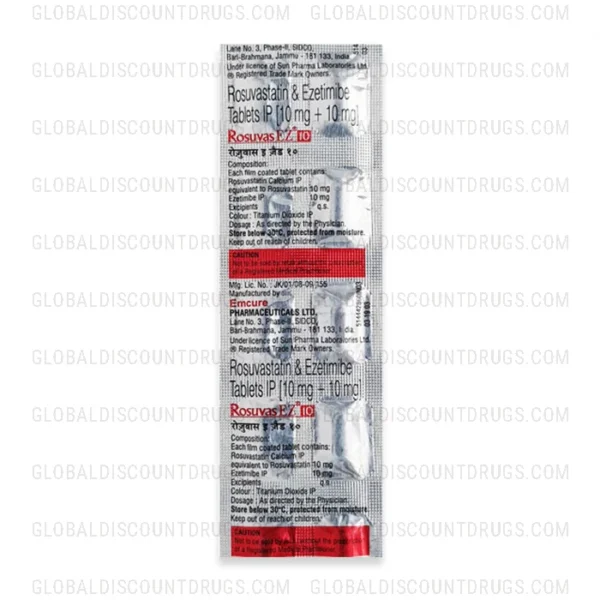 Buy Rosuvastatin-Ezetimibe-10mg-10mg-strip online
