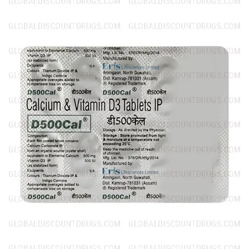 Buy D 500 Cal (Calcium Vitamin D3) strip online