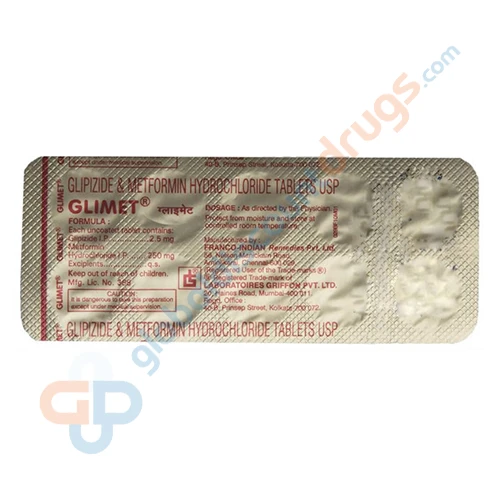 Glipizide-Metformin-2.5mg-250mg-Glimet-Tablet