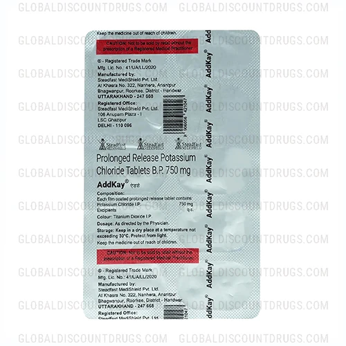 Buy Potassium Chloride PR 750mg tablets (Addkay PR 750mg) online