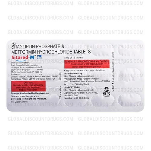Buy Sitagliptin Phosphate Metformin Hydrochloride 50mg 1000mg strip online
