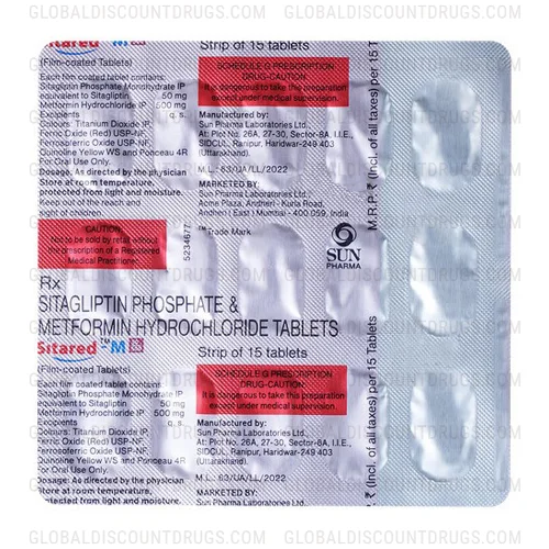 Buy Sitagliptin Phosphate Metformin Hydrochloride 50mg 500mg strip online