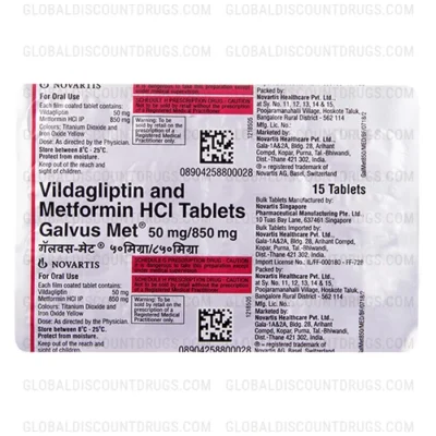 Buy Vildagliptin Metformin 50mg 850mg strip online