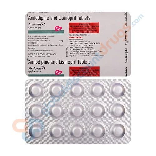 Amlodipine-Lisinopril-5mg-5mg-Amlovas-L-tablets