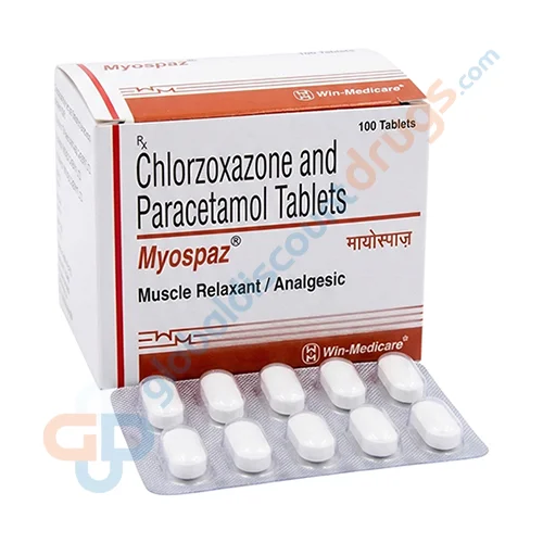 Chlorzoxazone-Paracetamol-250mg-500mg-Myospas-tablet