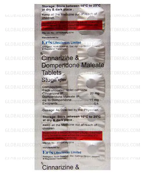 Buy Cinnarizine Domperidone 20mg 15mg strip online