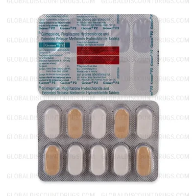Buy Glimepiride Pioglitazone Metformin 2mg 15mg 500mg strip online