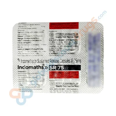 Buy Indomethacin 75mg SR Capsules (Indomaths SR 75mg 10s)[1] online