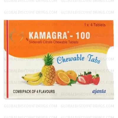 Kamagra 100mg Chewable Tablets (Banana, Pineapple, Strawberry, Orange flavors) tablets