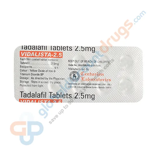 Buy Tadalafil 2.5mg Vidalista 2.5mg tablets online