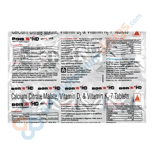 Buy Calcium Citrate 250mg-Vitamin D3 10mcg -Vitamin K2 50mcg tablets online